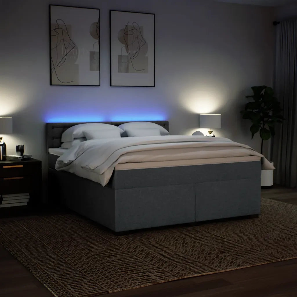 Giroletto a Molle con Materasso Grigio Scuro 180x200 cm Tessuto
