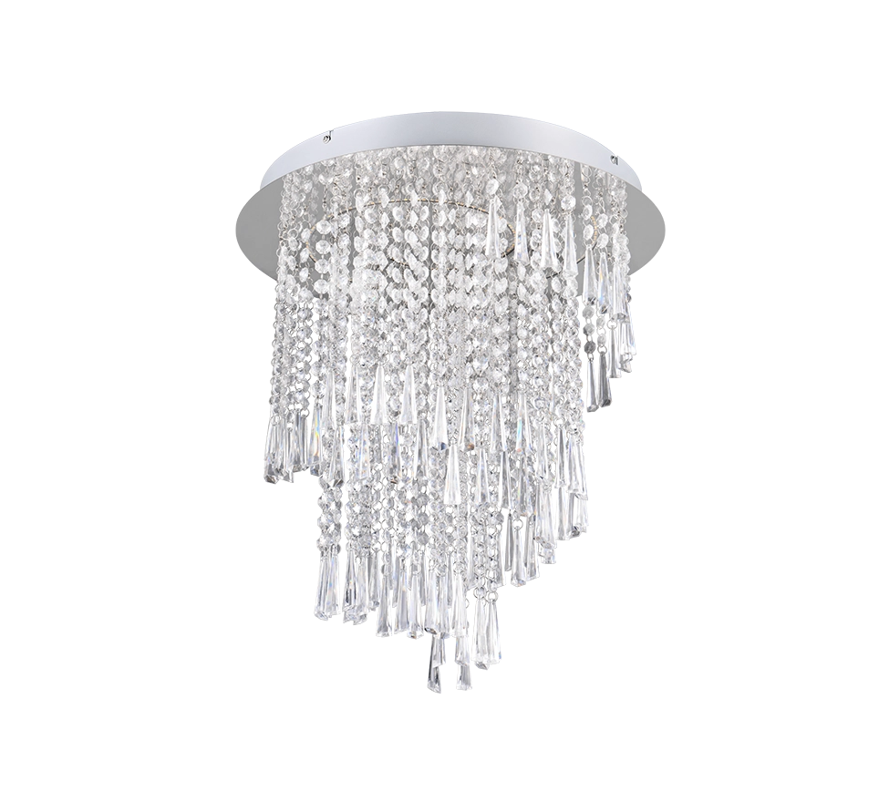 Plafoniera LED con pendenti, metallo cromato, D 45 cm, Pomp
