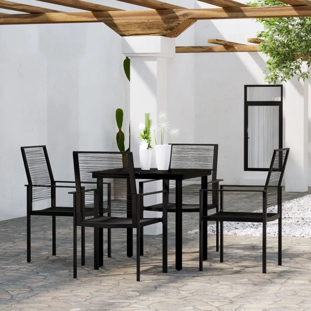 Set Mobili da Pranzo per Giardino 5 pz | Set Salotto da Giardino Nero