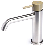 Rubinetto Miscelatore Monocomando Lavabo senza Scarico in Acciaio Inox Satinato Maniglia Ulivo