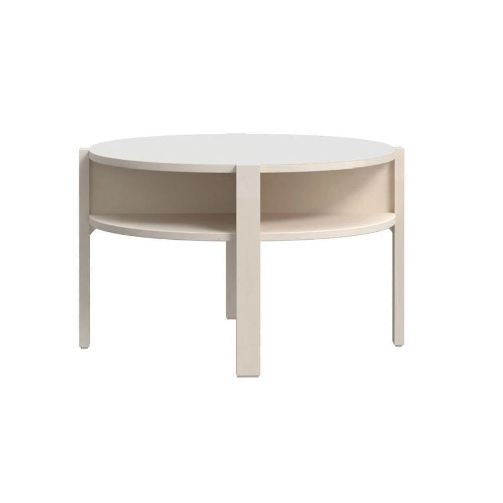 Tavolino da salotto Aura rotondo 74 cm con ripiano inferiore colore cashmere