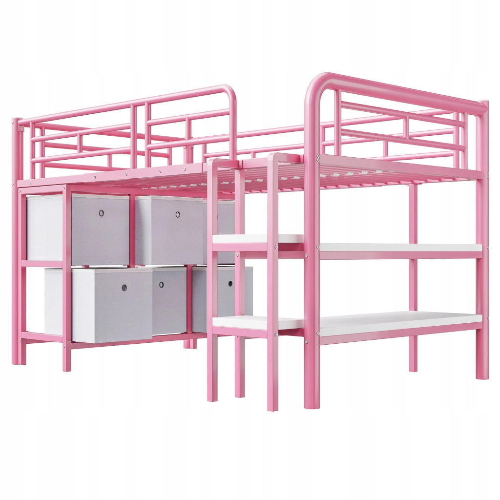 Letto singolo per bambini con spazio di archiviazione - Xylo - 90x200 - Rosa
