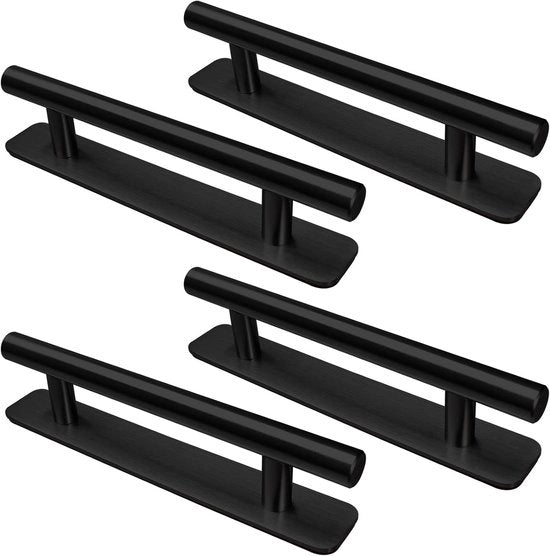 Maniglie in acciaio inox nero - 4 pezzi - senza viti - 128 mm