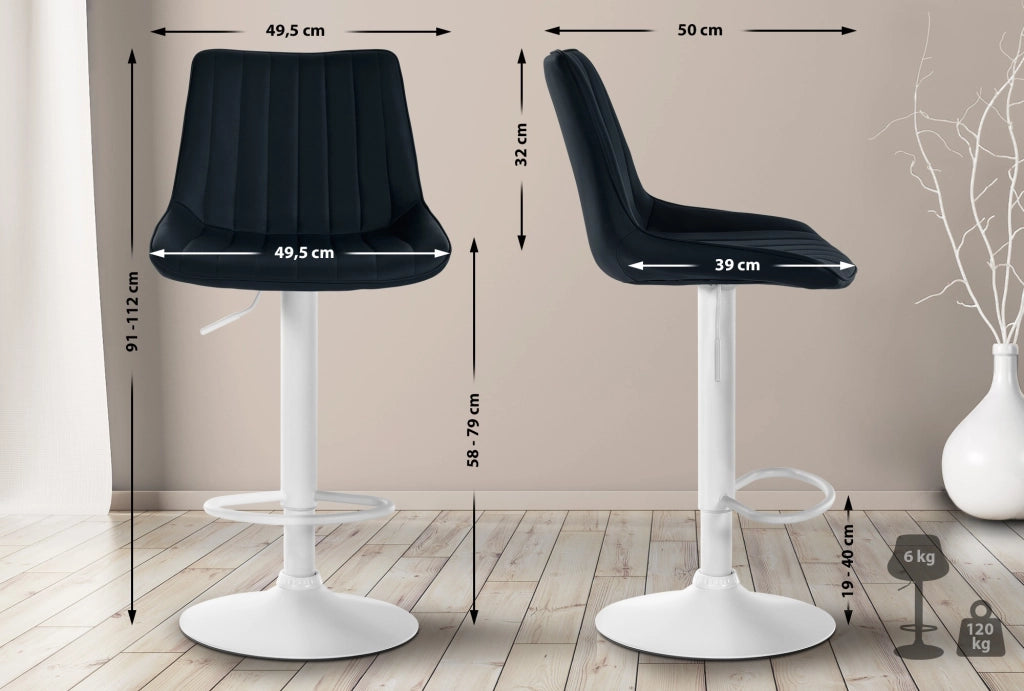 2er Set Barhocker Toni Kunstleder weiЯ