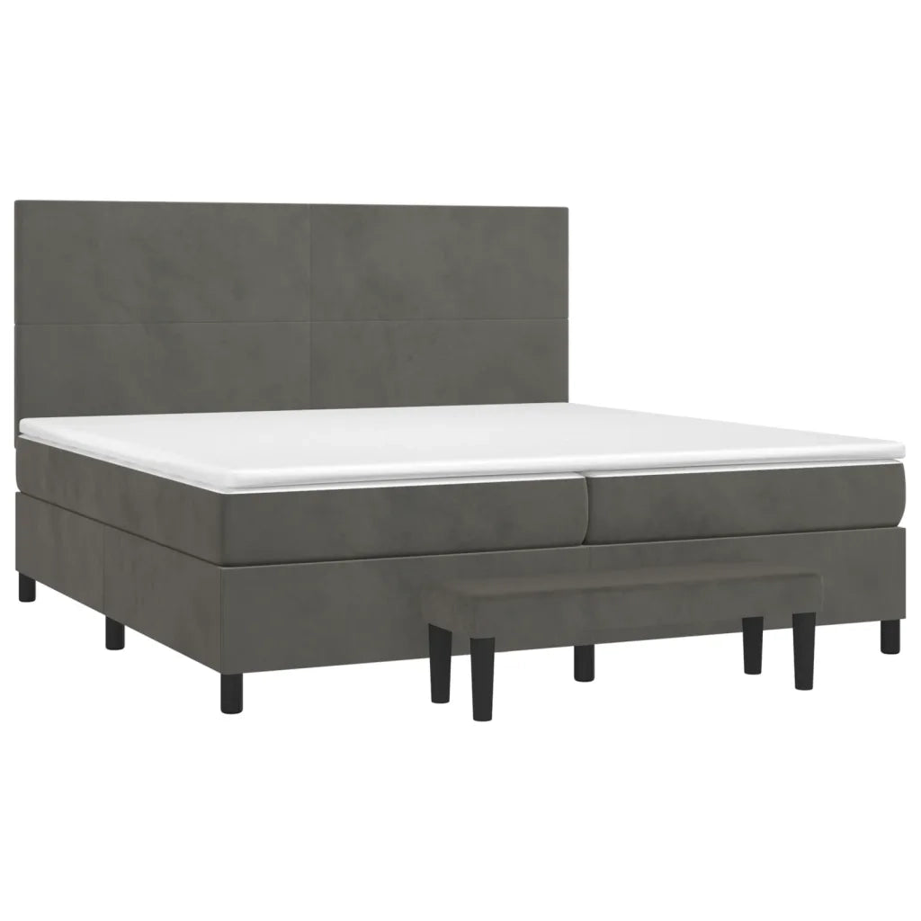 Giroletto a Molle con Materasso Grigio Scuro 200x200 cm Velluto 3137744