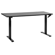 Scrivania regolabile manualmente in altezza Piano del tavolo legno nero Telaio in acciaio nero 160 x 72 cm Piedi quadrati Design moderno Ufficio
