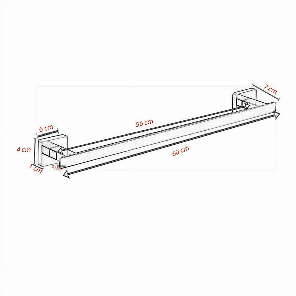 Trade Shop - Porta Asciugamano Acciaio Moderno Fissaggio Parete Arredo Bagno Cubo 60 Cm 87212 -
