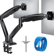 Sostegno per due monitor da 13-35 pollici, braccio per due schermi a gas, supporto per monitor VESA 75 & 100 mm, chiusura C e fissaggio con tule, portata massima di 2-12 kg