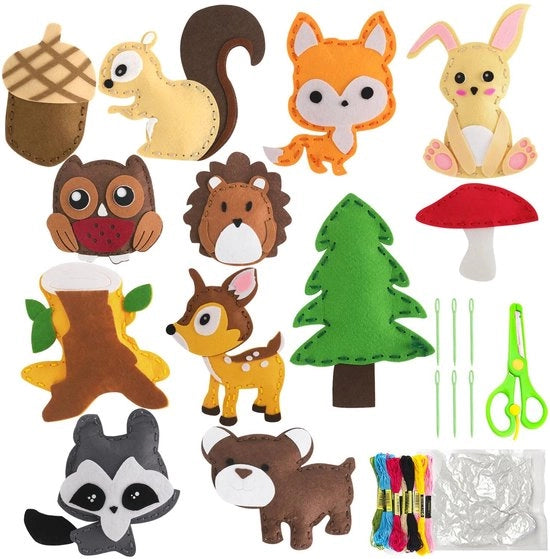 Set di cucito per bambini, forme animali, peluche, cucito per bambini a partire dai 6 anni, cucito animale, peluche bosco, set di attività, cucito per bambini, arte fai da te, manufatti per animali di peluche 

Modello: Rayong