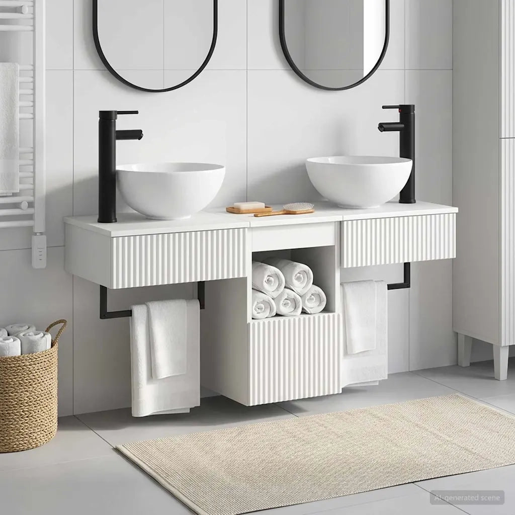 Set di mobili per il bagno 3 pz Bianco Legno ingegnerizzato 3405587