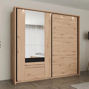 Armadio Camera da Letto Lalibe, Guardaroba 2 Ante 2 Ripiani, 220x205h cm Marrone Rovere Nodi