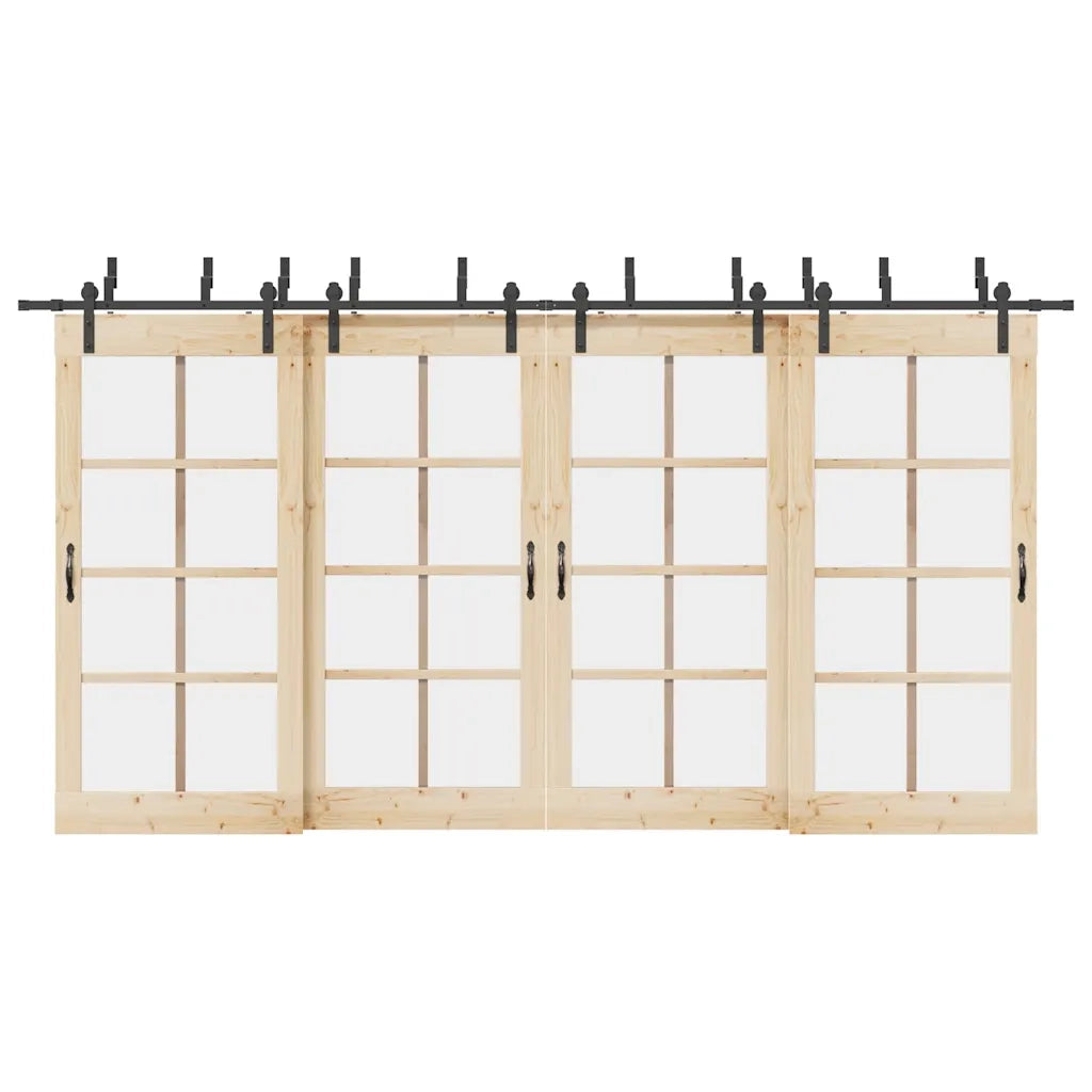 Kit di Binari per Porte Scorrevoli 427 cm Acciaio Nero