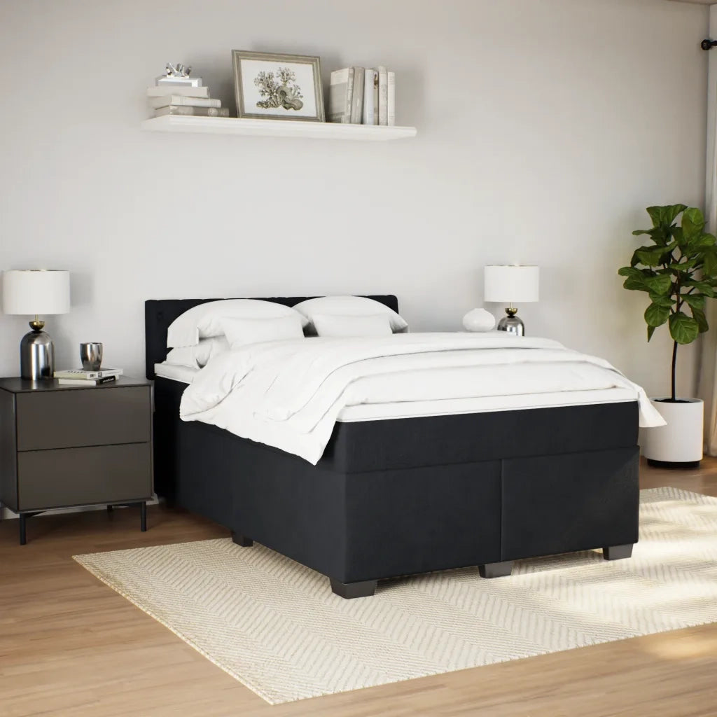 Giroletto a Molle con Materasso Nero 140x200 cm in Velluto 3288638