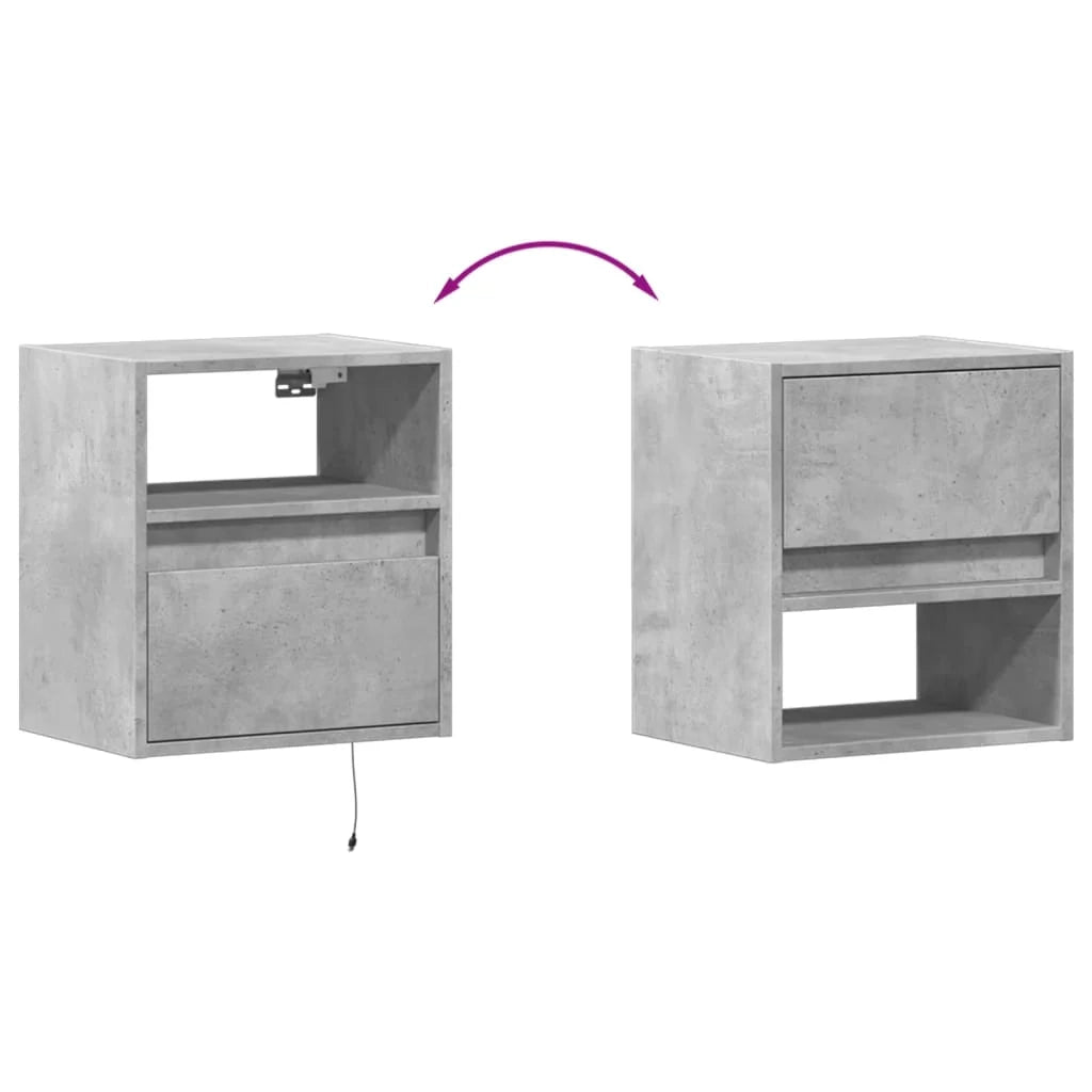 Mobile TV multimediale da parete mensola TV credenza mobile TV sala da pranzo soggiorno camera da letto e luci LED 2 pezzi 41 x 31 x 45 cm grigio 02_0029119