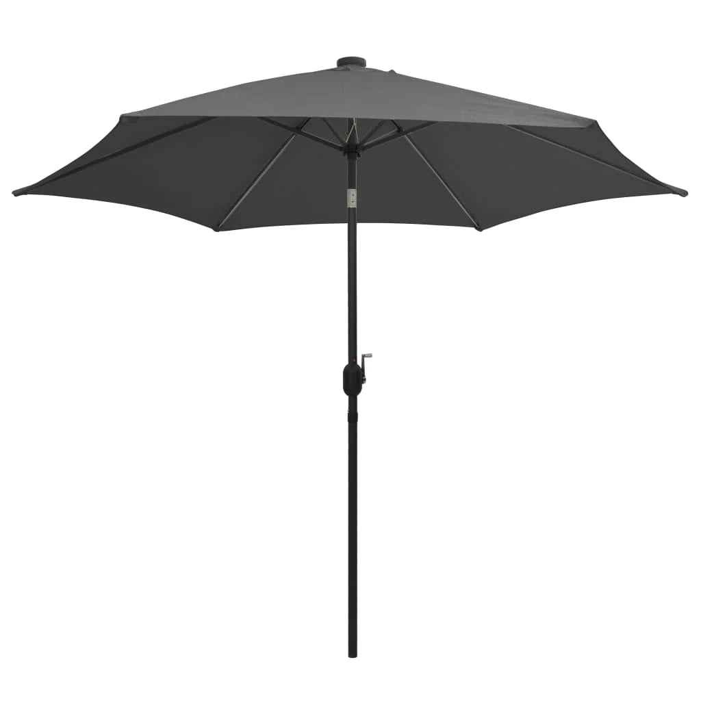 Ombrellone con LED e palo in alluminio 300 cm antracite 02_0008082