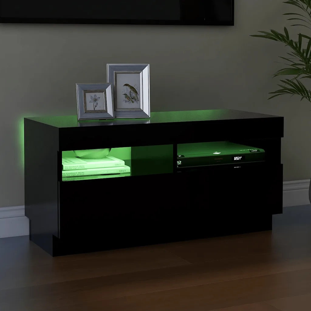 Mobile TV | Armadietto TV | Mobile Porta TV con Luci LED Nero 80x35x40 cm