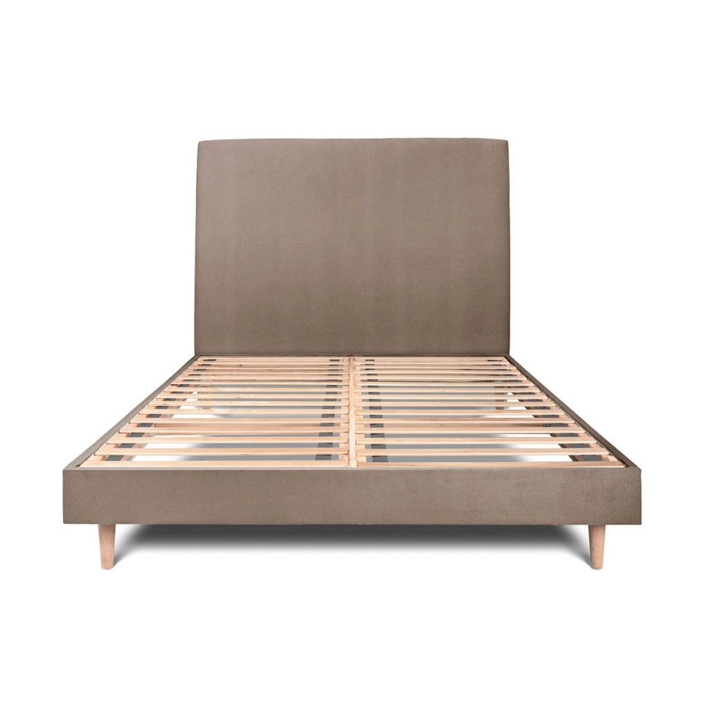 Letto 160x200 cm con testata imbottita - Tessuto velluto