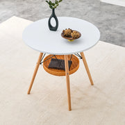 Tavolo da pranzo rotondo con cestello sospeso in legno e MDF bianco, per 2-4 persone, Ø 80 cm
