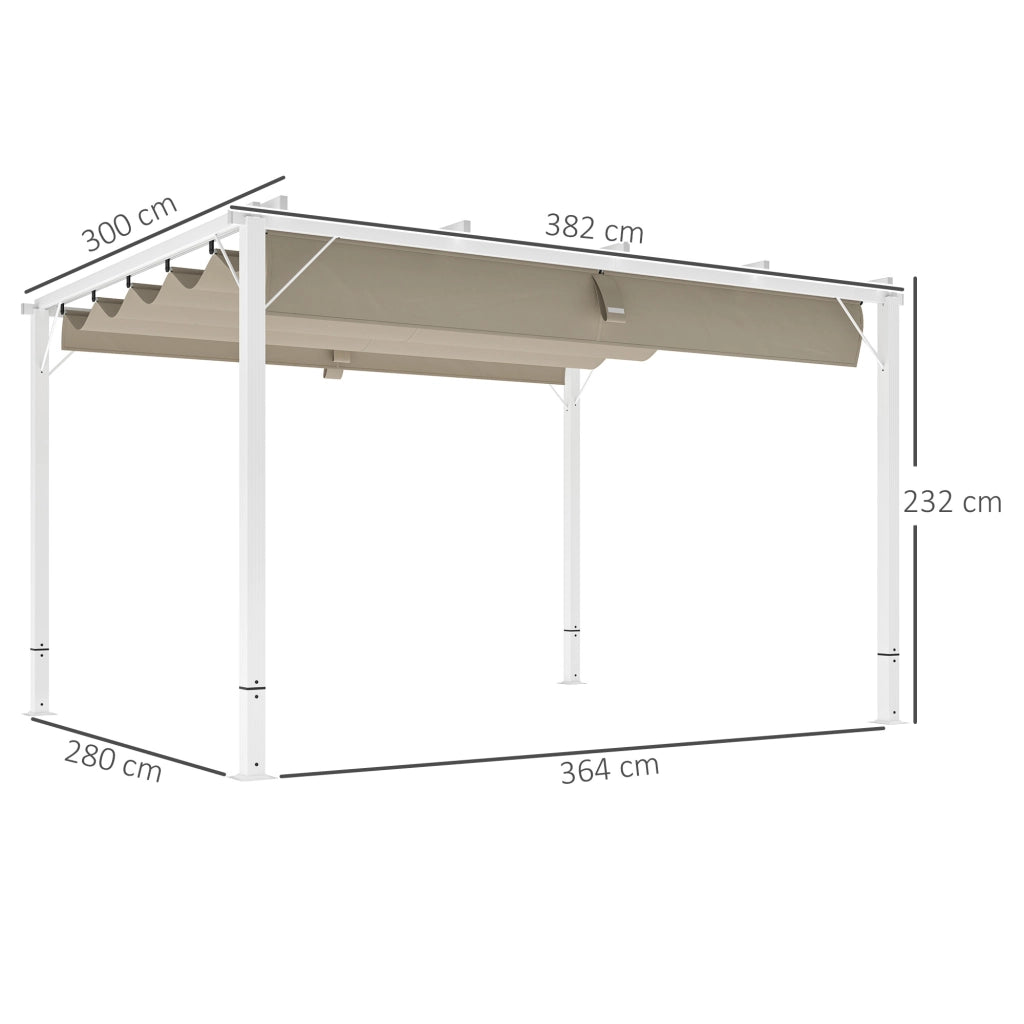 Pergola da giardino ¨C zephmum ¨C alluminio, bianco, 3x4m, toit r¨¦tractable