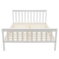 Letto Singolo dal Design Semplice, per Adulti e adolescenti, senza Materasso, 140x200 cm, Bianco