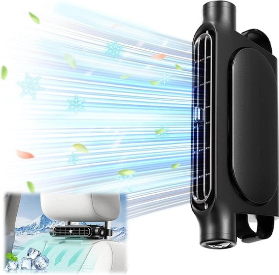 Ventilatore di auto - Design a doppia turbina - 3 velocità - USB - Regolazione automatica del sedile - Adatto a tutti gli auto - Nero Ventilatore di auto