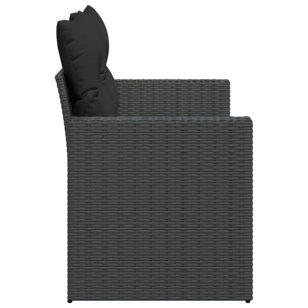 Divano da Giardino con Cuscini 2 Posti-Sofa da giardino nero in polyrattan 984280