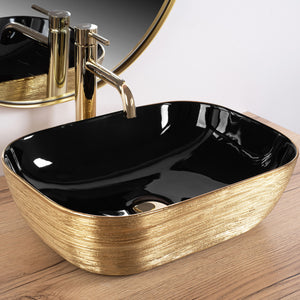 Lavabo Da Appoggio Rea Belinda Black Brush Gold