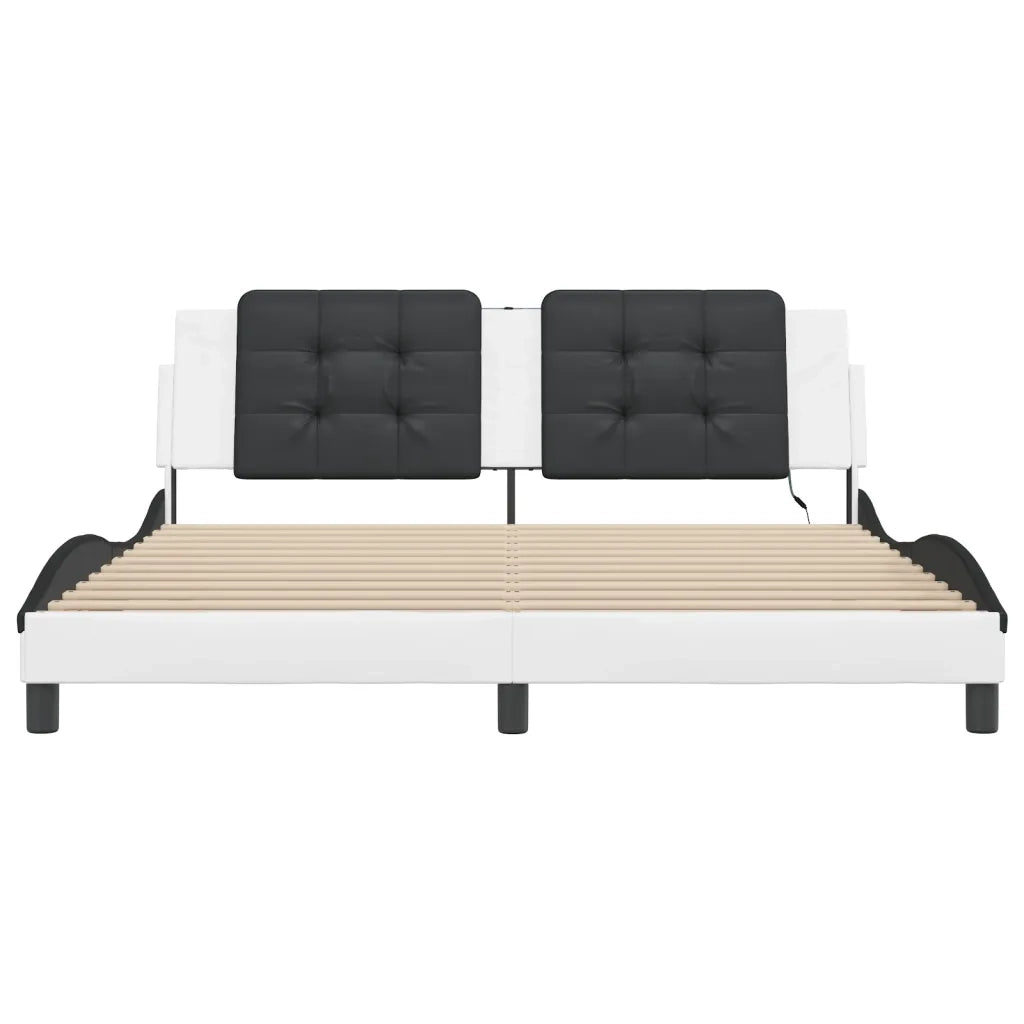 Giroletto con LED senza Materasso-Struttura Letto Zadar Bianco e Nero 180x200 cm