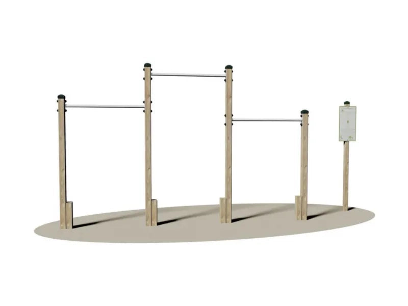 Trazioni alla sbarra Giochipark 4 montanti 3 barre Ø 4cm cartello incluso