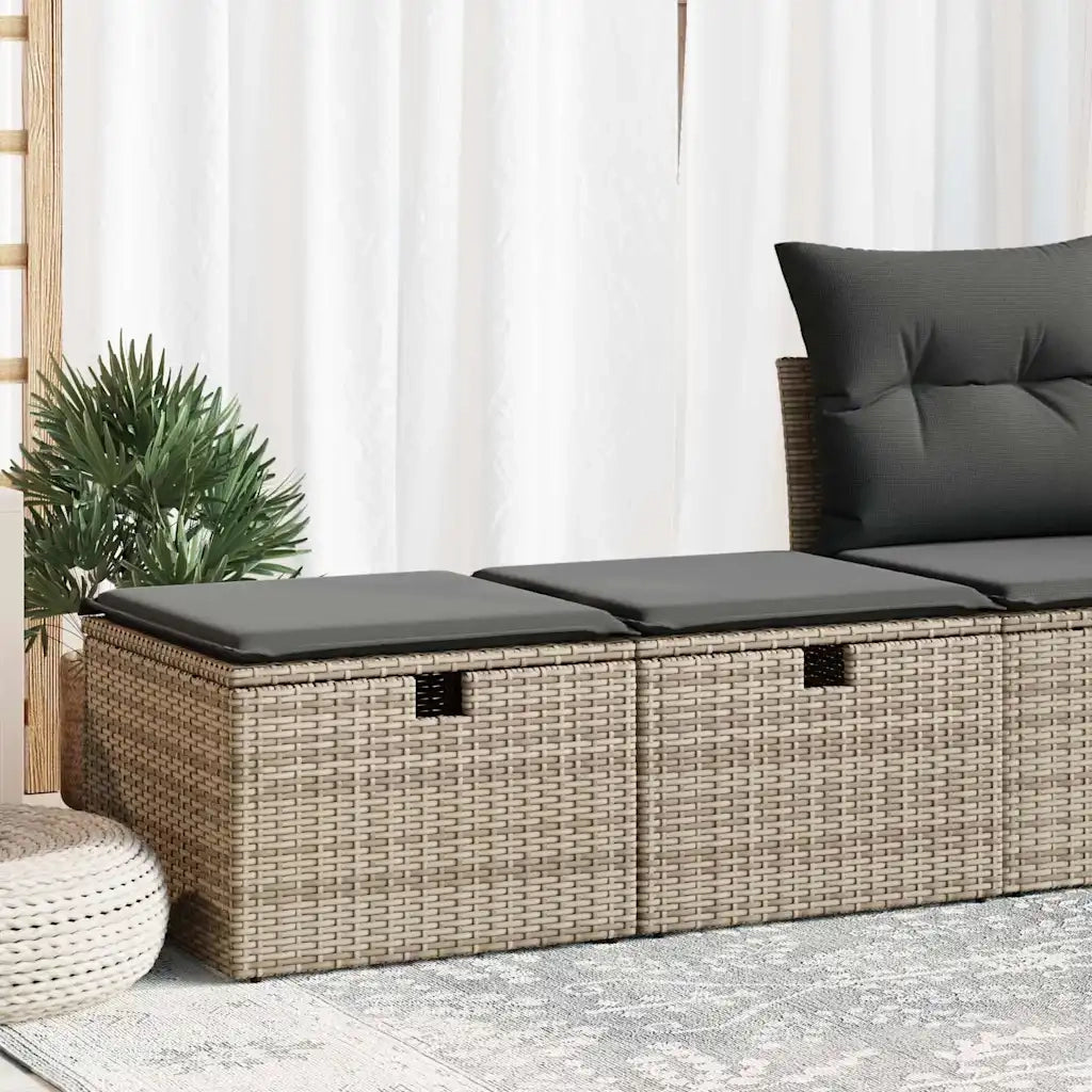 Set Divano Giardino 2 pz | Set Salotto da Giardino con Cuscini Grigio Polyrattan Acacia