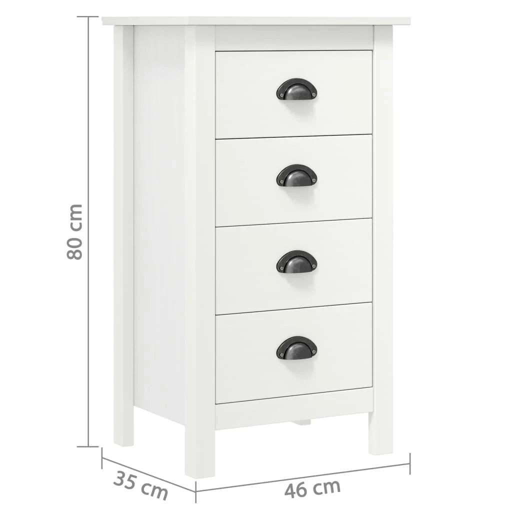 Buffet credenza cassettiera armadio mobile contenitore organizer per cucina soggiorno salotto Hill 46 x 35 x 80 cm legno massello di pino bianco 02_0035668