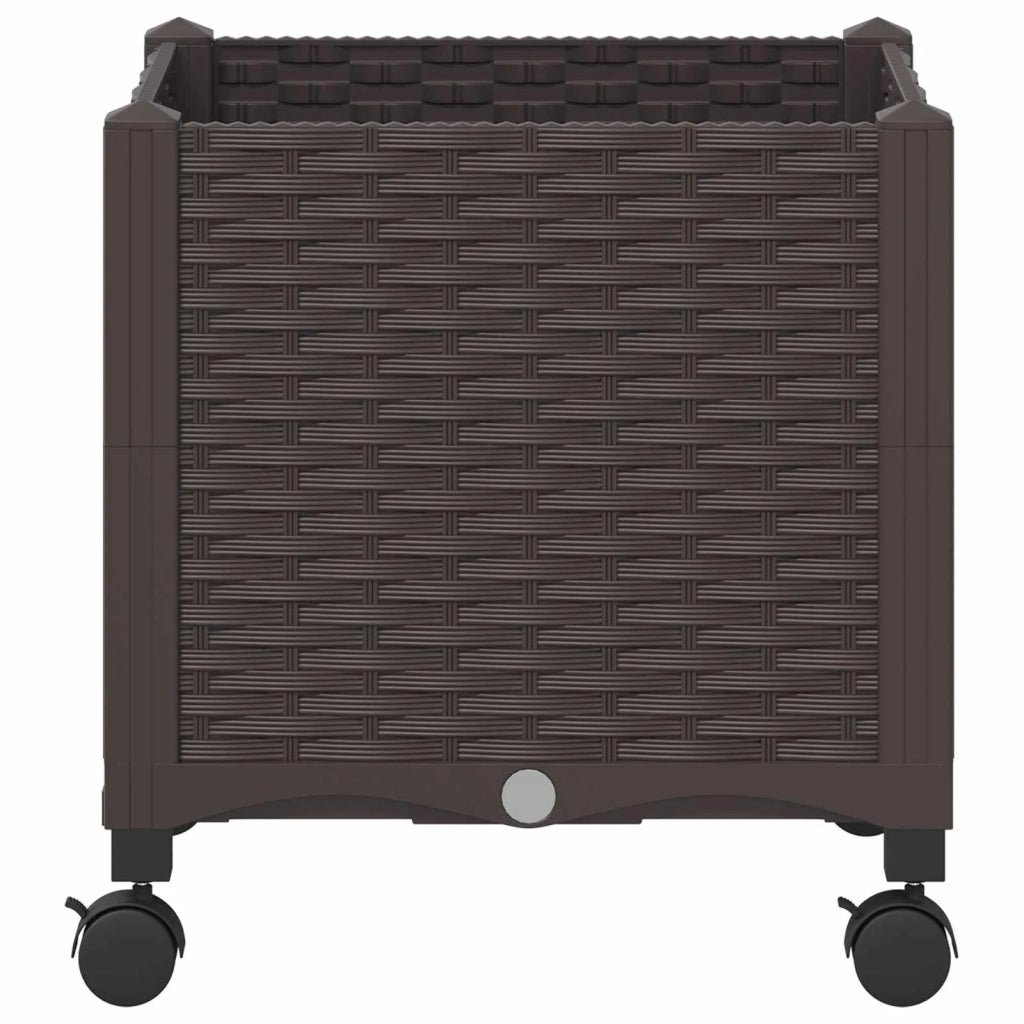 Vaso da Giardino con Ruote Marrone 40 x 40 x 48 cm PP 3422909