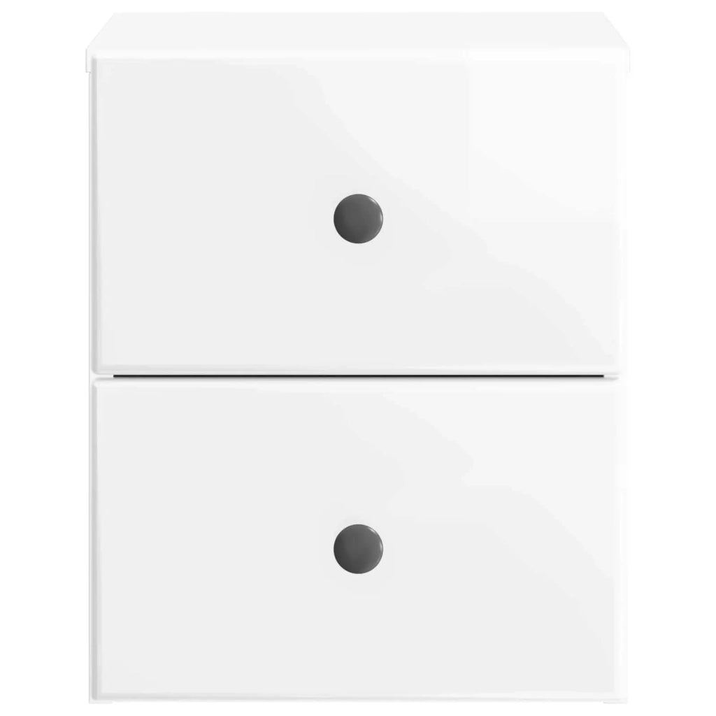 Set di 2 Comodini | Armadio da Notte | Mobiletto da notte a muro Bianco Lucido 34,5 x 33 x 40 cm