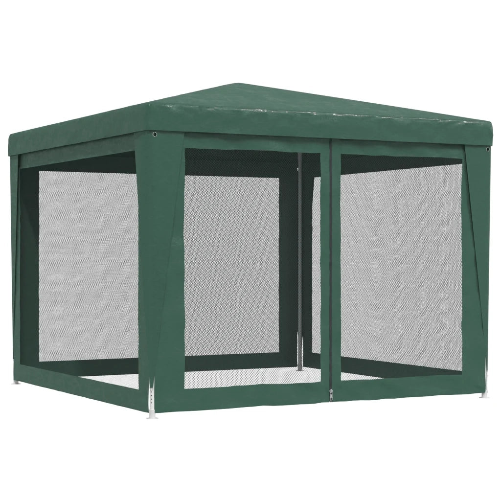 Tenda per Feste con 4 Pareti Laterali in Rete-Tenda Gazebo Verde 3x3 m HDPE