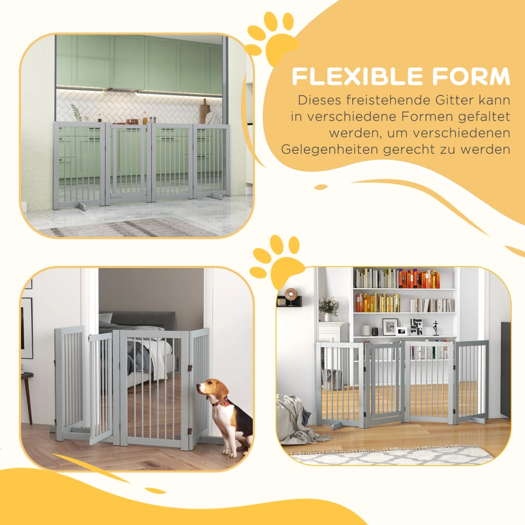 Cancello per Cani ¨C zephmum ¨C Legno, Grigio, 220x36x91cm