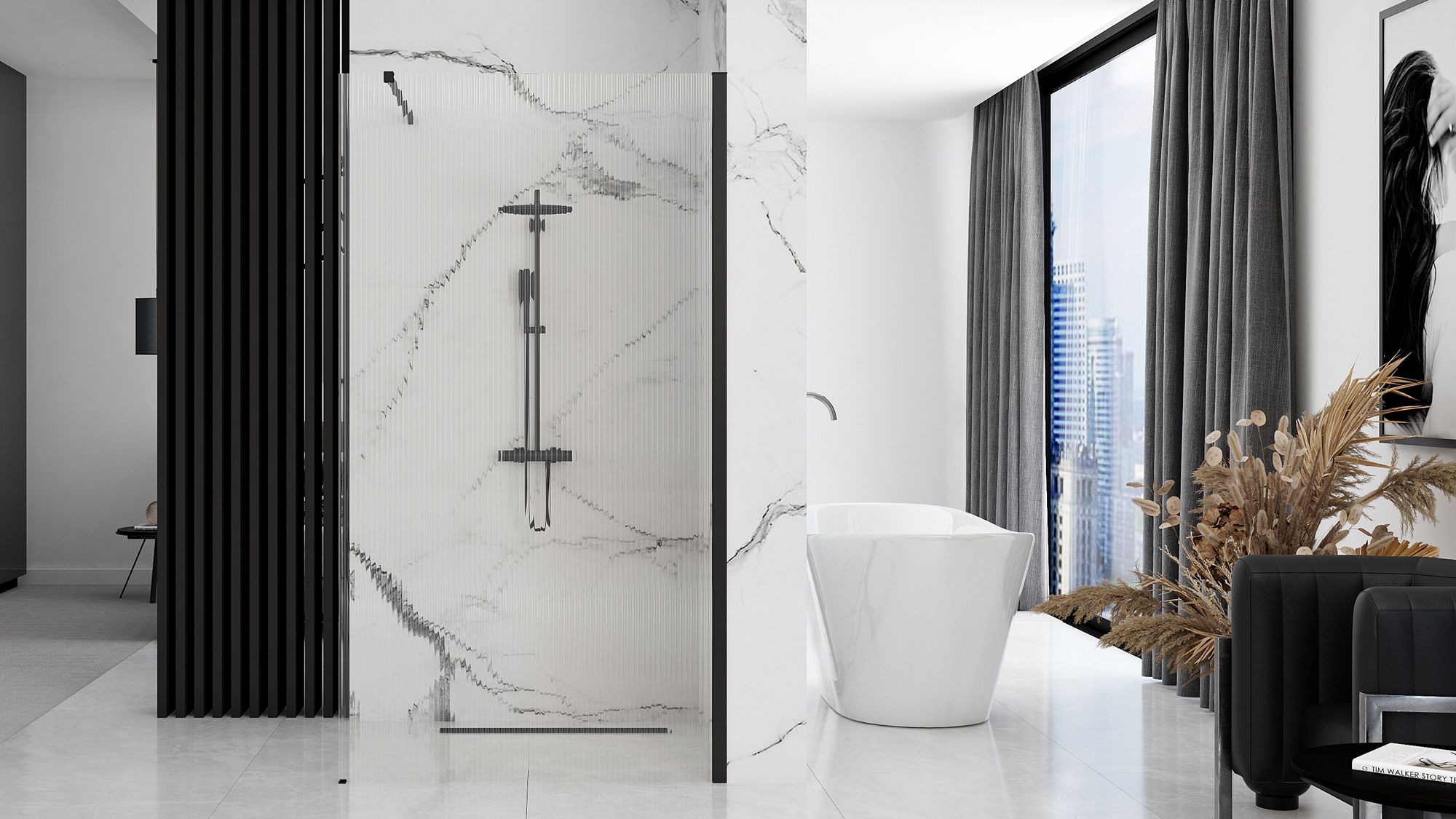 Parete Doccia Rea Aero Intimo Black Mat 90