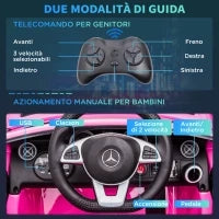 Macchina Elettrica per Bambini 3-6 Anni con Luci LED, Effetti Sonori e Telecomando, 107x62.5x44 cm, Rosa