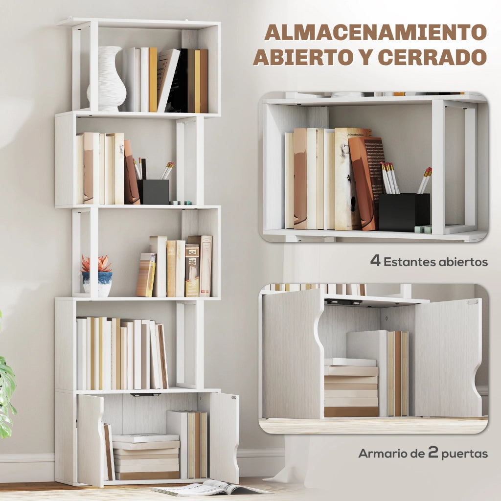 Libreria 5 Ripiani Forma S con 2 Ante ¨C Xylo ¨C Bianco 60x23,8x179,2cm
