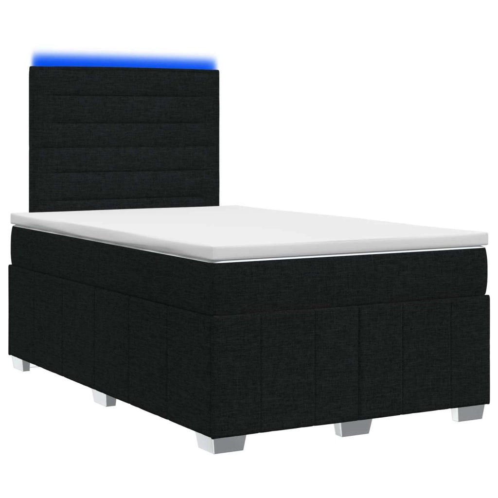 Letto Box Spring LED con Materasso Nero 120 x 200 cm Tessuto 3455572