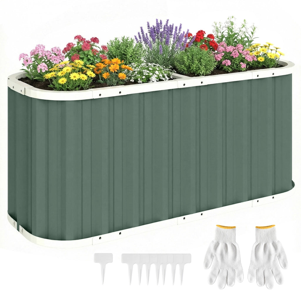 Letto rialzato in metallo da giardino ¨C Xylo ¨C 136x53x61 cm con bordi protettivi ed etichette piante