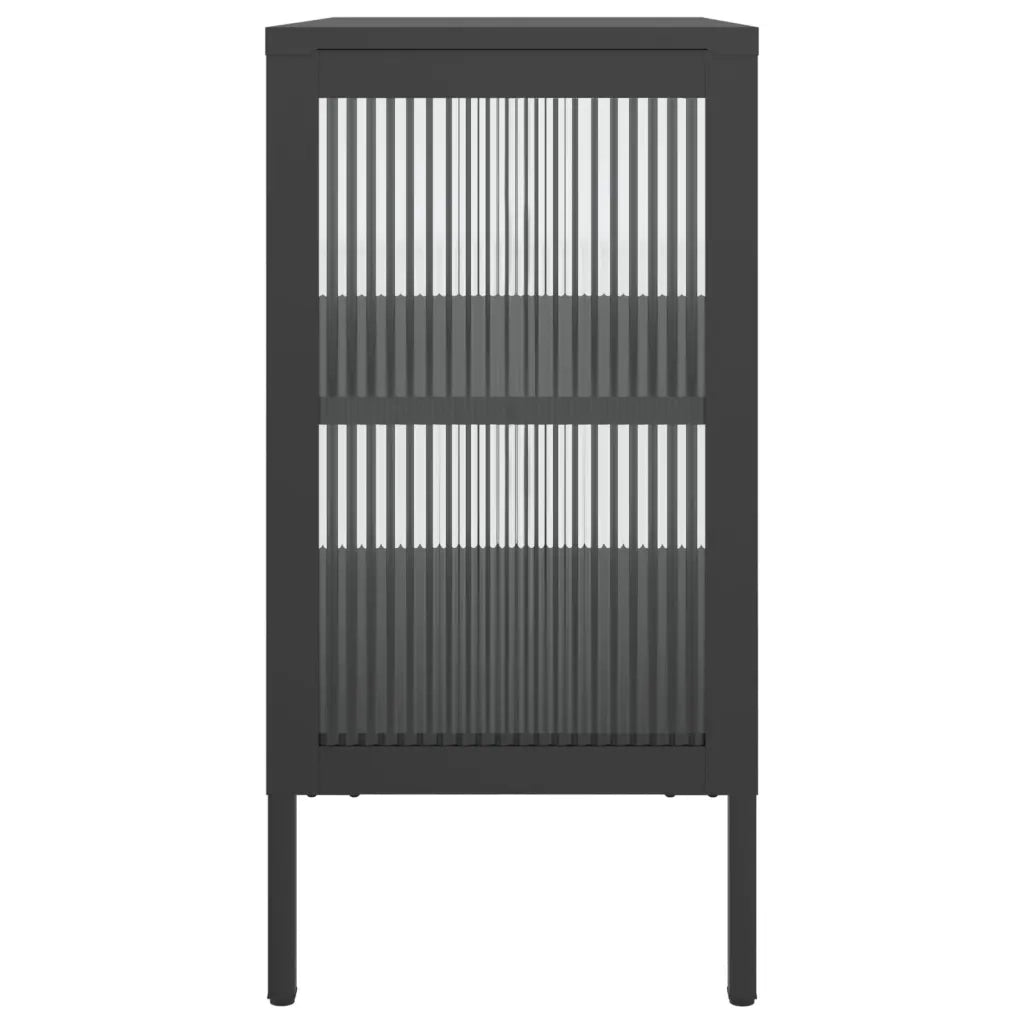Credenza Nera 70x35x70 cm Vetro e Acciaio 353001
