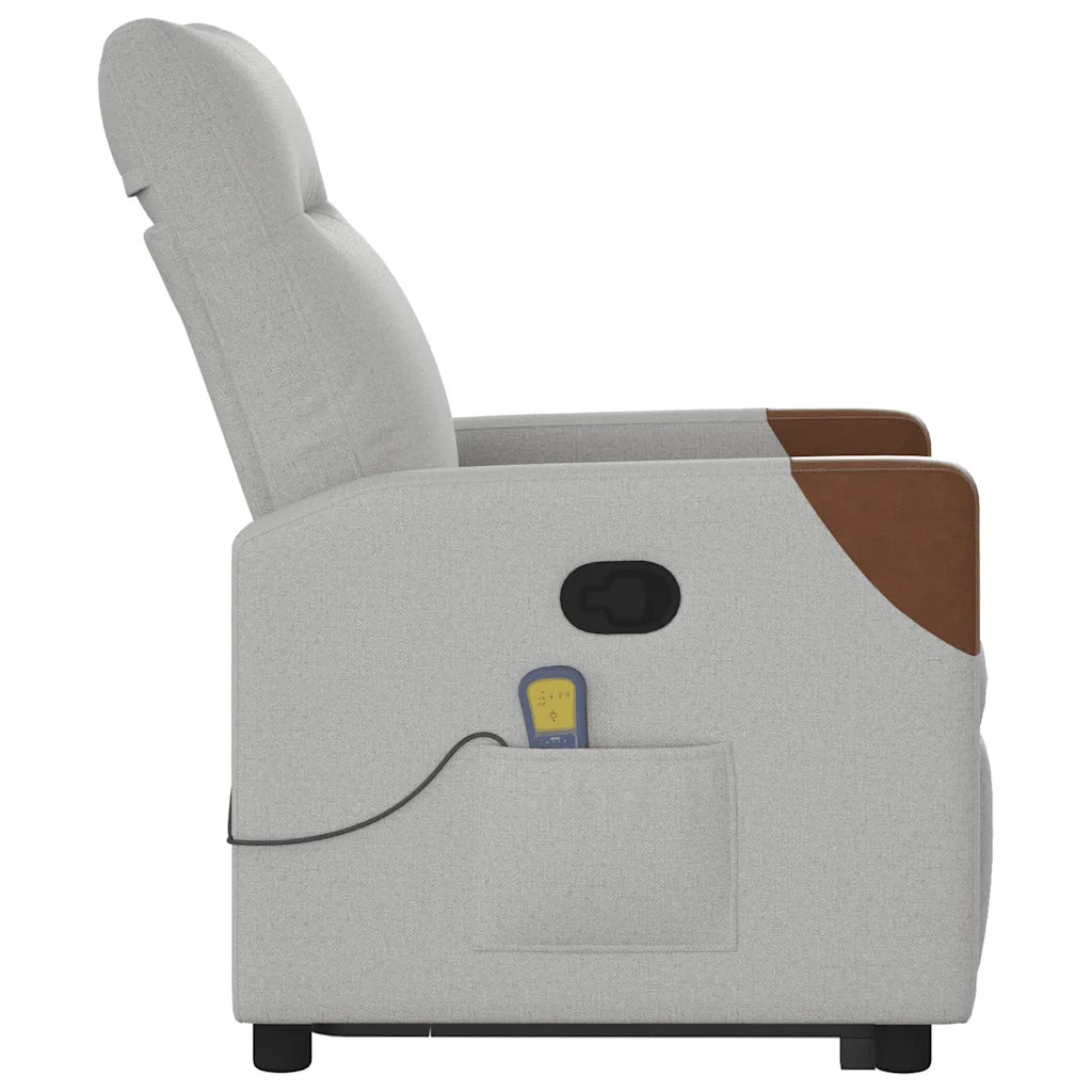 Poltrona Alzapersona Massaggi Reclinabile Grigio Nuvola Tessuto 3324013