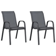 Sedie da Giardino Impilabili 2 pz in Tessuto Textilene Grigio