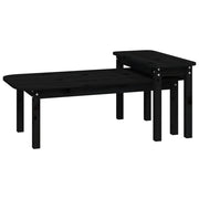 Set 2 pz Tavolini da salotto | Tavolino da caff¨¨ | Tavolino da Soggiorno Nero in Legno Massello di Pino