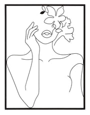 Pannello decorativo in ferro figura femminile con fiori 60x1x80 cm