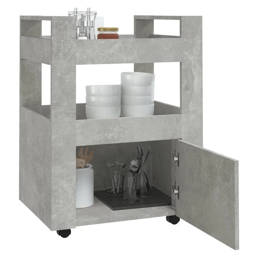 Carrello da Cucina Grigio cemento 60x45x80 cm Legno Multistrato cod mxl 69933