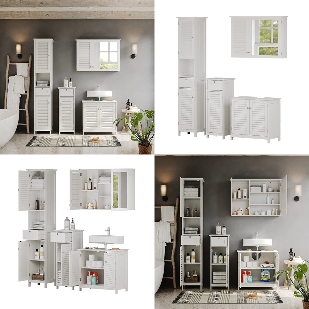 Vicco Set di mobili da bagno Bianco 4 pezzi, opzione 3