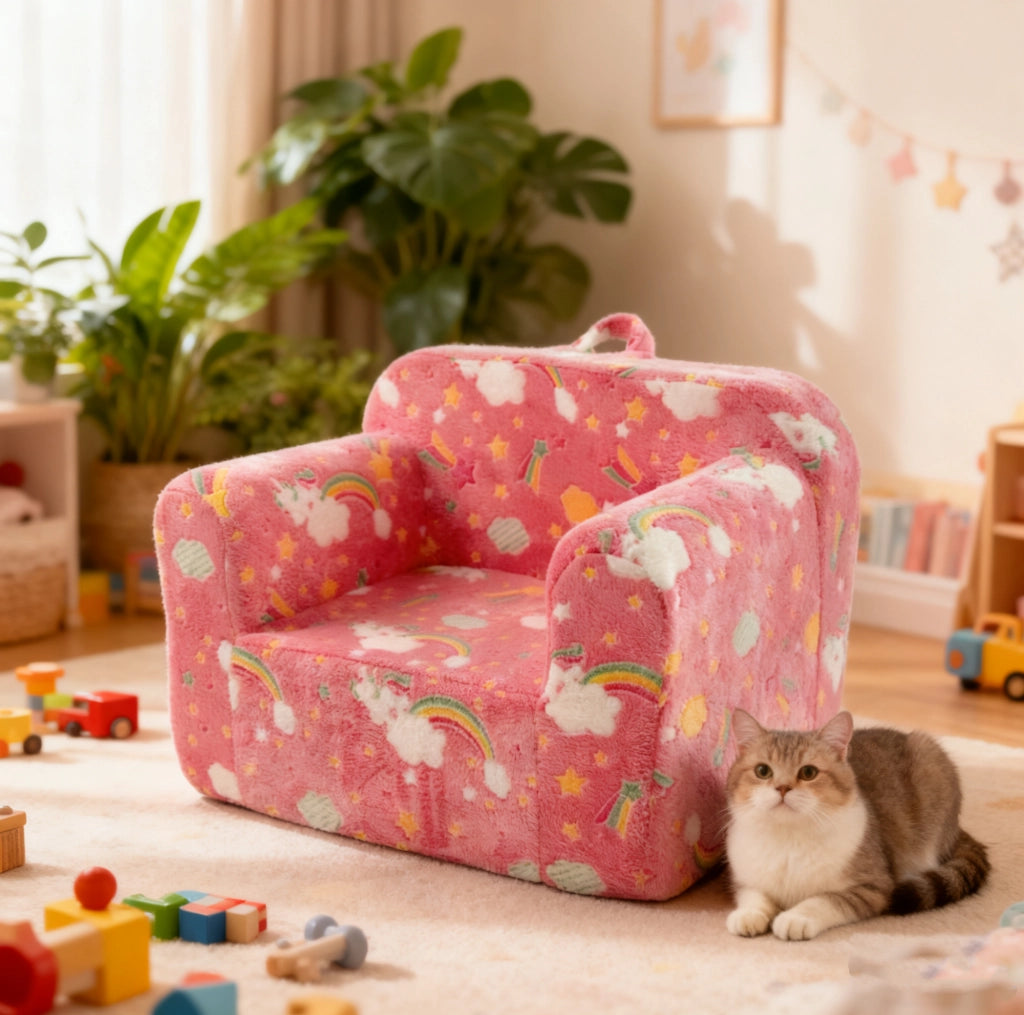 Poltroncina per bambini con braccioli e rivestimento rimovibile; rosa