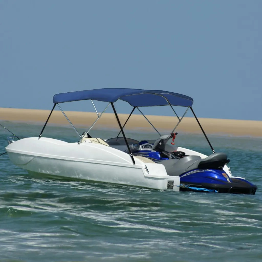 Bimini di Prua con Tendalino a 3 Archi Blu 183x196x137 cm 92366