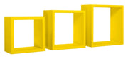 Set 3 Mensole da Parete Cubo in Fibra di Legno Incubo Giallo Canarino